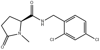 2-Pyrrolidinecarboxamide, N-[(2,4-dichlorophenyl)methyl]-1-methyl-5-oxo-, (2S)- Struktur