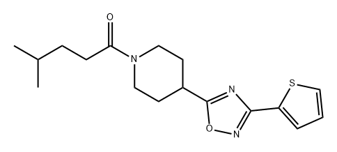 1-Pentanone, 4-methyl-1-[4-[3-(2-thienyl)-1,2,4-oxadiazol-5-yl]-1-piperidinyl]- Struktur