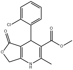 Furo[3,4-b]pyridine-3-carboxylic acid, 4-(2-chlorophenyl)-1,4,5,7-tetrahydro-2-methyl-5-oxo-, methyl ester Struktur