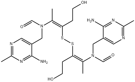 Formamide, N,N'-[dithiobis[2-(2-hydroxyethyl)-1-methyl-2,1-ethenediyl]]bis[N-[(4-amino-2-methyl-5-pyrimidinyl)methyl]-, (Z,Z)- (9CI) Struktur