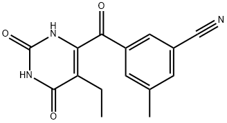 Benzonitrile, 3-[(5-ethyl-1,2,3,6-tetrahydro-2,6-dioxo-4-pyrimidinyl)carbonyl]-5-methyl- Struktur