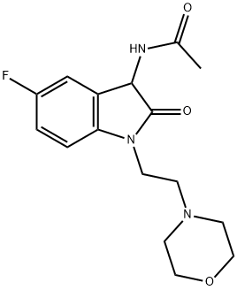 Acetamide, N-[5-fluoro-2,3-dihydro-1-[2-(4-morpholinyl)ethyl]-2-oxo-1H-indol-3-yl]- Struktur