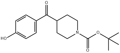 1-Piperidinecarboxylic acid, 4-(4-hydroxybenzoyl)-, 1,1-dimethylethyl ester Struktur