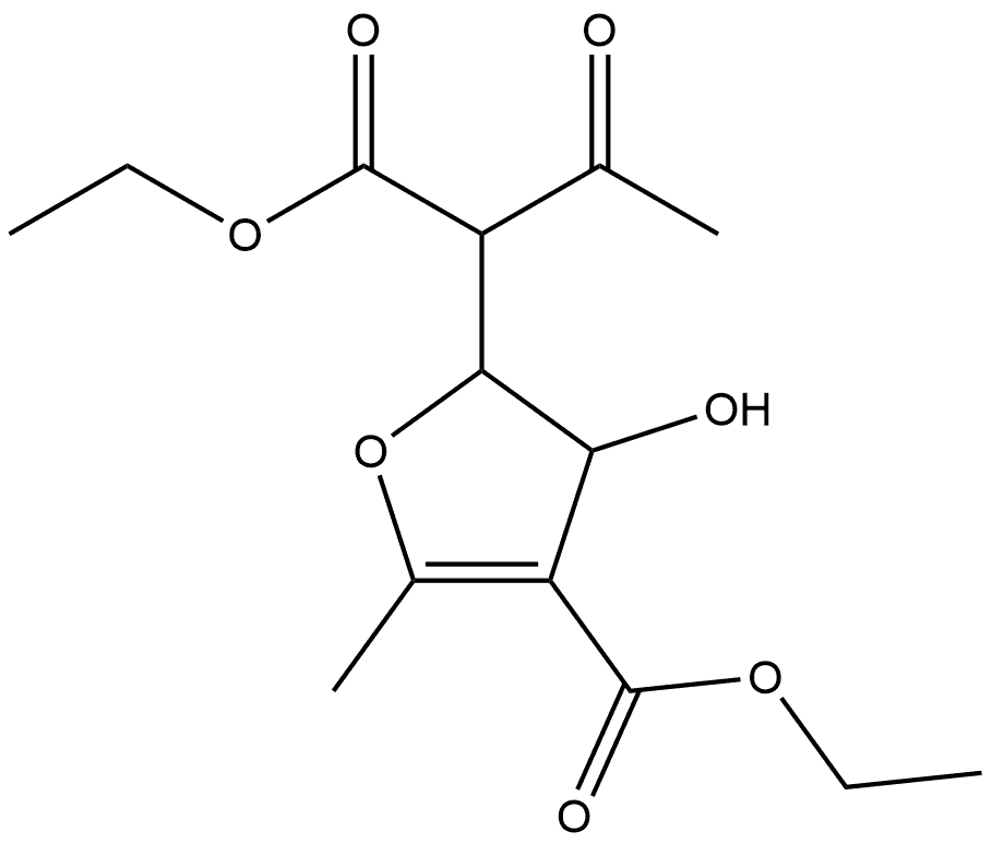 2-Furanacetic acid, α-acetyl-4-(ethoxycarbonyl)-2,3-dihydro-3-hydroxy-5-methyl-, ethyl ester (9CI) Struktur