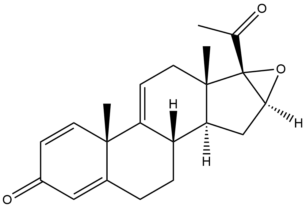 Pregna-1,4,9(11)-triene-3,20-dione, 16,17-epoxy-, (16α)- Struktur