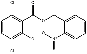 Benzoic acid, 3,6-dichloro-2-methoxy-, (2-nitrophenyl)methyl ester Struktur