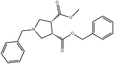 3,4-Pyrrolidinedicarboxylic acid, 1-(phenylmethyl)-, 3-methyl 4-(phenylmethyl) ester, (3R,4S)- Struktur