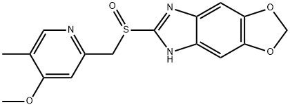 5H-1,3-Dioxolo[4,5-f]benzimidazole, 6-[[(4-methoxy-5-methyl-2-pyridinyl)methyl]sulfinyl]- Struktur