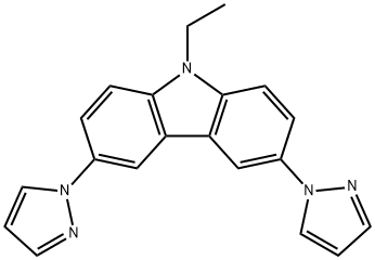 9-ethyl-3,6-di(1H-pyrazol-1-yl)-9H-carbazole Struktur