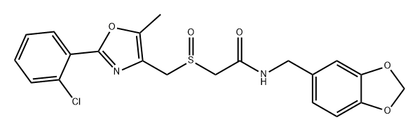 Acetamide, N-(1,3-benzodioxol-5-ylmethyl)-2-[[[2-(2-chlorophenyl)-5-methyl-4-oxazolyl]methyl]sulfinyl]- Struktur