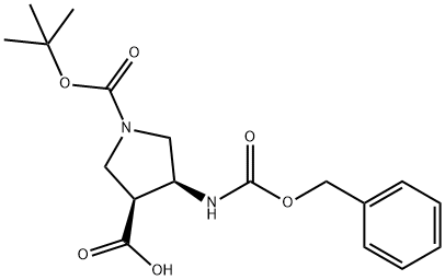 1,3-Pyrrolidinedicarboxylic acid, 4-[[(phenylmethoxy)carbonyl]amino]-, 1-(1,1-dimethylethyl) ester, (3S,4S)- Struktur