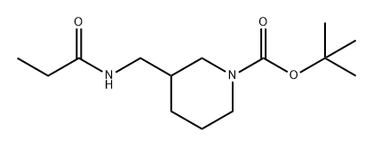 1-Piperidinecarboxylic acid, 3-[[(1-oxopropyl)amino]methyl]-, 1,1-dimethylethyl ester Struktur