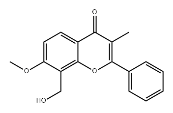 4H-1-Benzopyran-4-one, 8-(hydroxymethyl)-7-methoxy-3-methyl-2-phenyl- Struktur