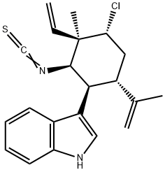 (+)-3-[(1S)-4α-Chloro-3β-ethenyl-2β-isothiocyanato-3-methyl-6α-(1-methylethenyl)cyclohexane-1β-yl]-1H-indole Struktur