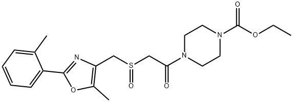 1-Piperazinecarboxylic acid, 4-[2-[[[5-methyl-2-(2-methylphenyl)-4-oxazolyl]methyl]sulfinyl]acetyl]-, ethyl ester Struktur