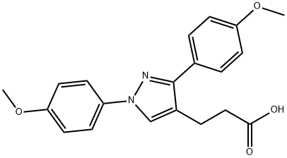 JR-6903, 3-(1,3-bis(4-Methoxyphenyl)-1H-pyrazol-4-yl)propanoic acid, 97% Struktur