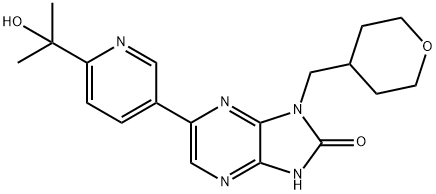 2H-Imidazo[4,5-b]pyrazin-2-one, 1,3-dihydro-6-[6-(1-hydroxy-1-methylethyl)-3-pyridinyl]-1-[(tetrahydro-2H-pyran-4-yl)methyl]- Struktur