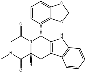 Pyrazino[1',2':1,6]pyrido[3,4-b]indole-1,4-dione, 6-(1,3-benzodioxol-4-yl)-2,3,6,7,12,12a-hexahydro-2-methyl-, (6R,12aR)- Struktur