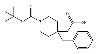 4-Piperidineacetic acid, 1-[(1,1-dimethylethoxy)carbonyl]-4-(phenylmethyl)- Struktur