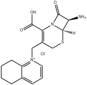 Quinolinium, 1-[[(6R,7R)-7-amino-2-carboxy-8-oxo-5-thia-1-azabicyclo[4.2.0]oct-2-en-3-yl]methyl]-5,6,7,8-tetrahydro-, chloride Struktur