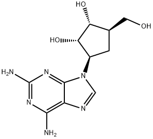 1,?2-?Cyclopentanediol, 3-?(2,?6-?diamino-?9H-?purin-?9-?yl)?-?5-?(hydroxymethyl)?-?, (1R,?2S,?3R,?5R)?- Struktur