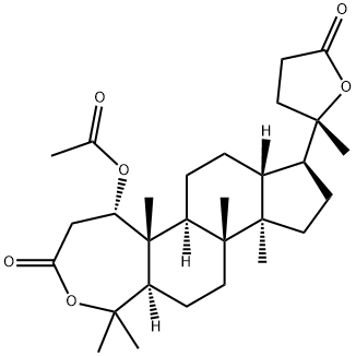 (+)-1β-Acetyloxy-20-hydroxy-4a,4a,8,14-tetramethyl-3-oxo-A-homo-18-nor-4-oxa-5α-cholane-24-oic acid γ-lactone Struktur