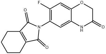 1H-Isoindole-1,3(2H)-dione, 2-(7-fluoro-3,4-dihydro-3-oxo-2H-1,4-benzoxazin-6-yl)-4,5,6,7-tetrahydro- Struktur