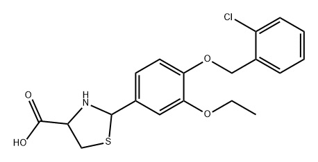 4-Thiazolidinecarboxylic acid, 2-[4-[(2-chlorophenyl)methoxy]-3-ethoxyphenyl]- Struktur