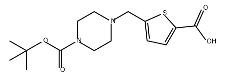 1-Piperazinecarboxylic acid, 4-[(5-carboxy-2-thienyl)methyl]-, 1-(1,1-dimethylethyl) ester Struktur