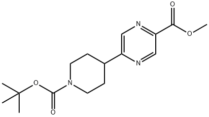 Methyl 5-[1-[(1,1-dimethylethoxy)carbonyl]-4-piperidinyl]-2-pyrazinecarboxylate Struktur