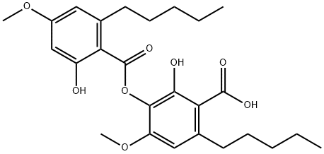 Benzoic acid, 2-hydroxy-3-[(2-hydroxy-4-methoxy-6-pentylbenzoyl)oxy]-4-methoxy-6-pentyl- Struktur