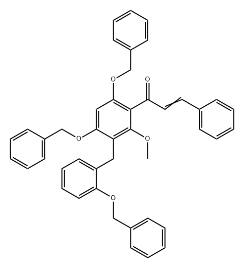 2-Propen-1-one, 1-[2-methoxy-4,6-bis(phenylmethoxy)-3-[[2-(phenylmethoxy)phenyl]methyl]phenyl]-3-phenyl- Struktur