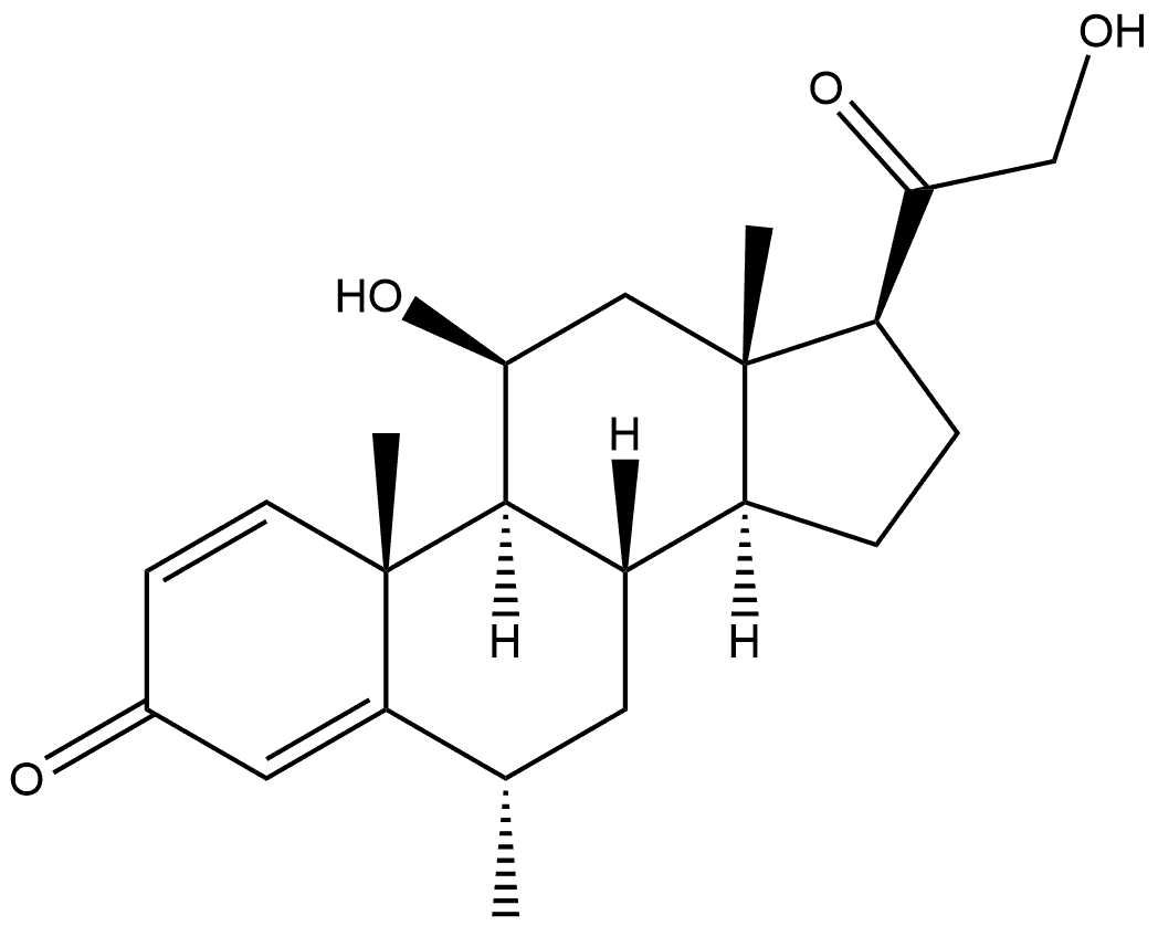 (6α,11β)-11,21-Dihydroxy-6-methyl-pregna-1,4-diene-3,20-dione Struktur