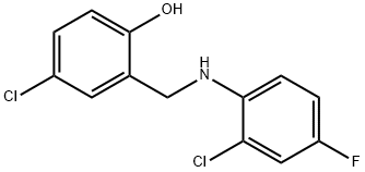 4-chloro-2-{[(2-chloro-4-fluorophenyl)amino]methyl}phenol Struktur