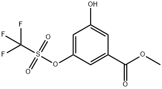 Benzoic acid, 3-hydroxy-5-[[(trifluoromethyl)sulfonyl]oxy]-, methyl ester Struktur