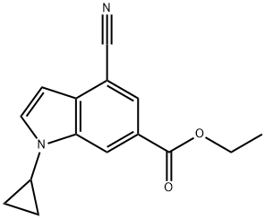 1H-Indole-6-carboxylic acid, 4-cyano-1-cyclopropyl-, ethyl ester Struktur