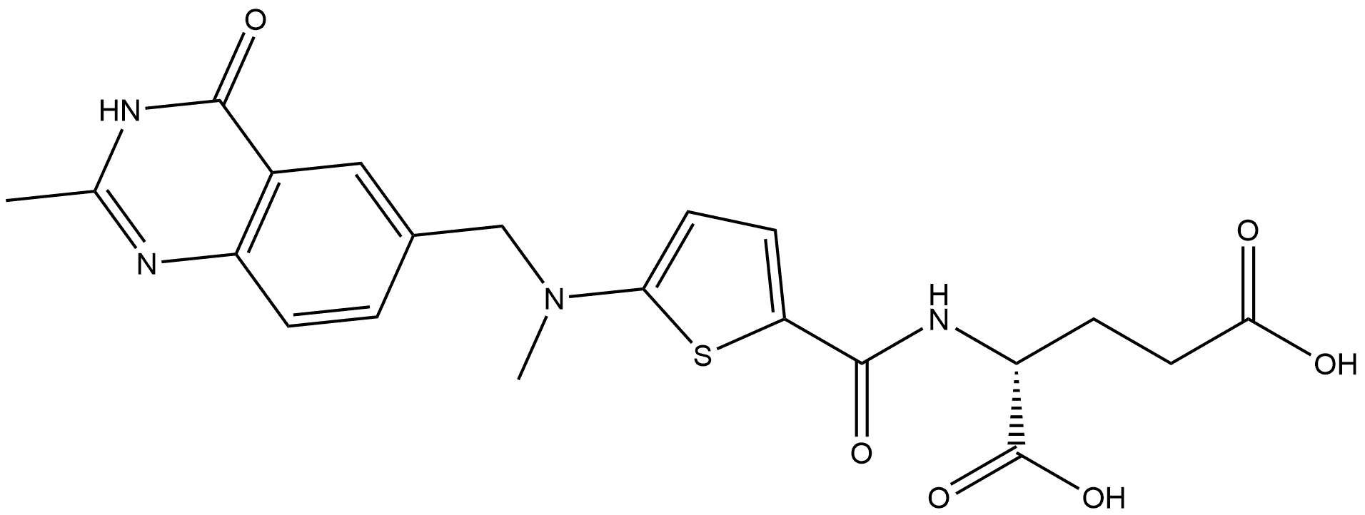 D-Glutamic acid, N-[[5-[[(3,4-dihydro-2-methyl-4-oxo-6-quinazolinyl)methyl]methylamino]-2-thienyl]carbonyl]- Struktur