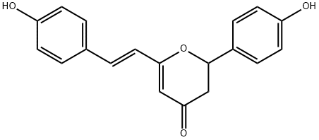 4H-Pyran-4-one, 2,3-dihydro-2-(4-hydroxyphenyl)-6-[(1E)-2-(4-hydroxyphenyl)ethenyl]- Struktur