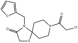 1-Thia-4,8-diazaspiro[4.5]decan-3-one, 8-(2-chloroacetyl)-4-(2-furanylmethyl)- Struktur