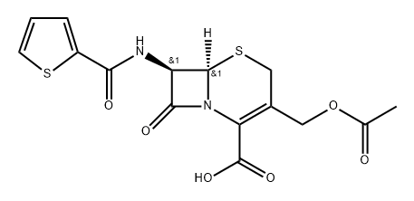 5-Thia-1-azabicyclo[4.2.0]oct-2-ene-2-carboxylic acid, 3-[(acetyloxy)methyl]-8-oxo-7-[(2-thienylcarbonyl)amino]-, (6R-trans)- (9CI) Struktur