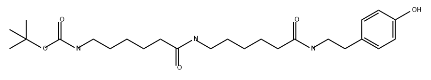 Carbamic acid, N-[6-[[6-[[2-(4-hydroxyphenyl)ethyl]amino]-6-oxohexyl]amino]-6-oxohexyl]-, 1,1-dimethylethyl ester Struktur