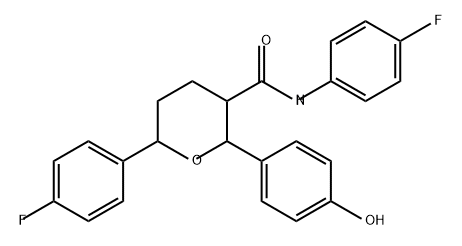 2H-Pyran-3-carboxamide, N,6-bis(4-fluorophenyl)tetrahydro-2-(4-hydroxyphenyl)- Struktur