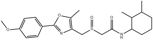 Acetamide, N-(2,3-dimethylcyclohexyl)-2-[[[2-(4-methoxyphenyl)-5-methyl-4-oxazolyl]methyl]sulfinyl]- Struktur