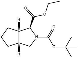 Cyclopenta[c]pyrrole-1,2(1H)-dicarboxylic acid, hexahydro-, 2-(1,1-dimethylethyl) 1-ethyl ester, (1S,3aR,6aS)- Struktur