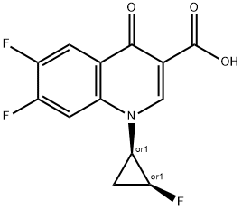 3-Quinolinecarboxylic acid, 6,7-difluoro-1-[(1R,2S)-2-fluorocyclopropyl]-1,4-dihydro-4-oxo-, rel- Struktur