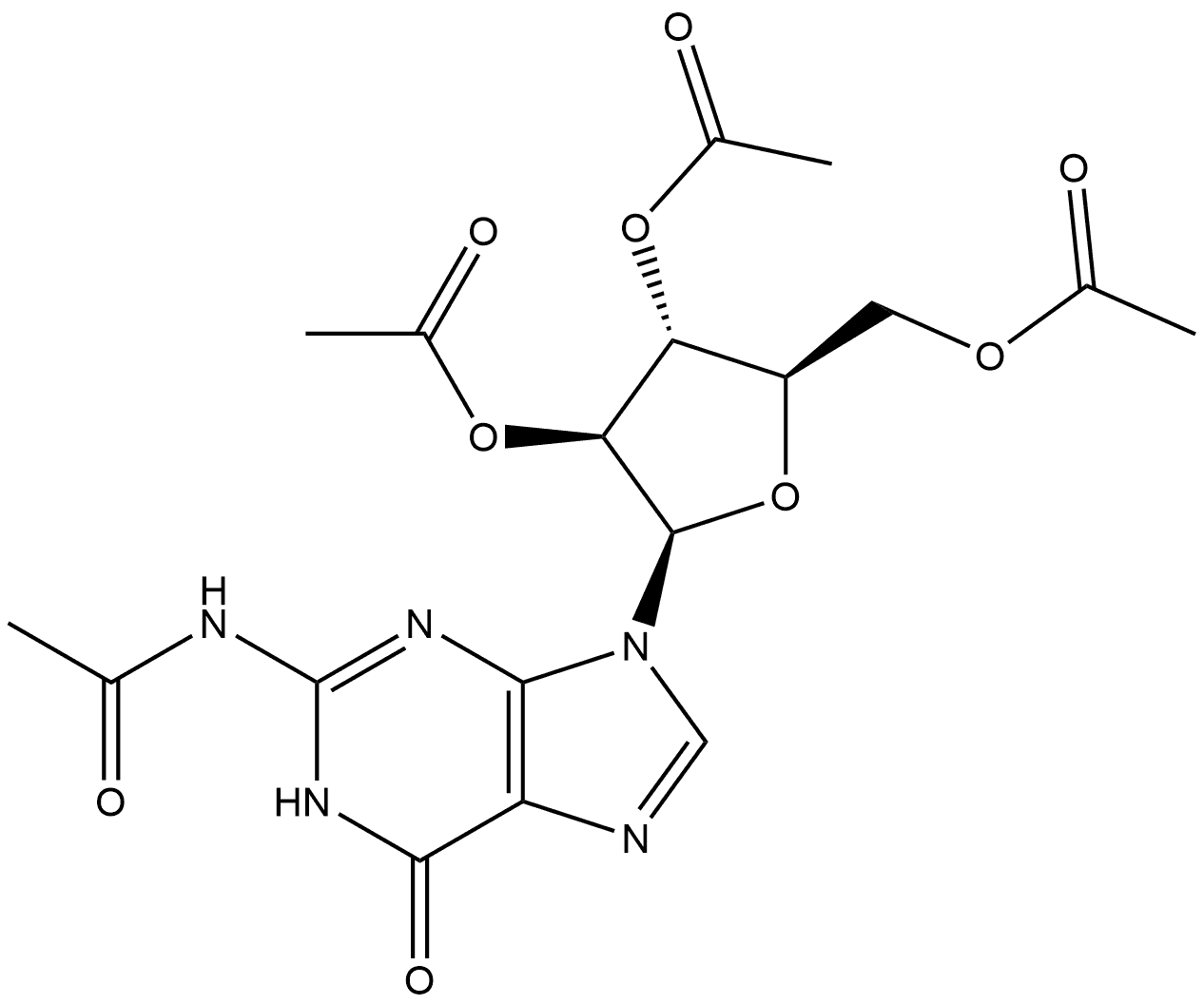 N22',3',5'-O-tetraacetyl-9-β-D-arabinofuranosylguanine Struktur