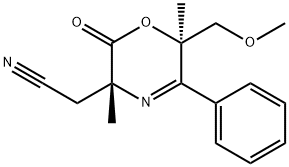 2H-1,4-Oxazine-3-acetonitrile, 3,6-dihydro-6-(methoxymethyl)-3,6-dimethyl-2-oxo-5-phenyl-, (3R,6R)-