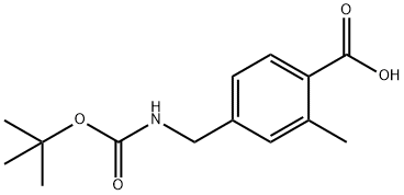 Benzoic acid, 4-[[[(1,1-dimethylethoxy)carbonyl]amino]methyl]-2-methyl- Struktur