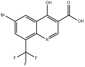 6-Bromo-4-hydroxy-8-(trifluoromethyl)quinoline-3-carboxylic acid Struktur