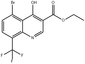 Ethyl 5-bromo-4-hydroxy-8-(trifluoromethyl)quinoline-3-carboxylate Struktur